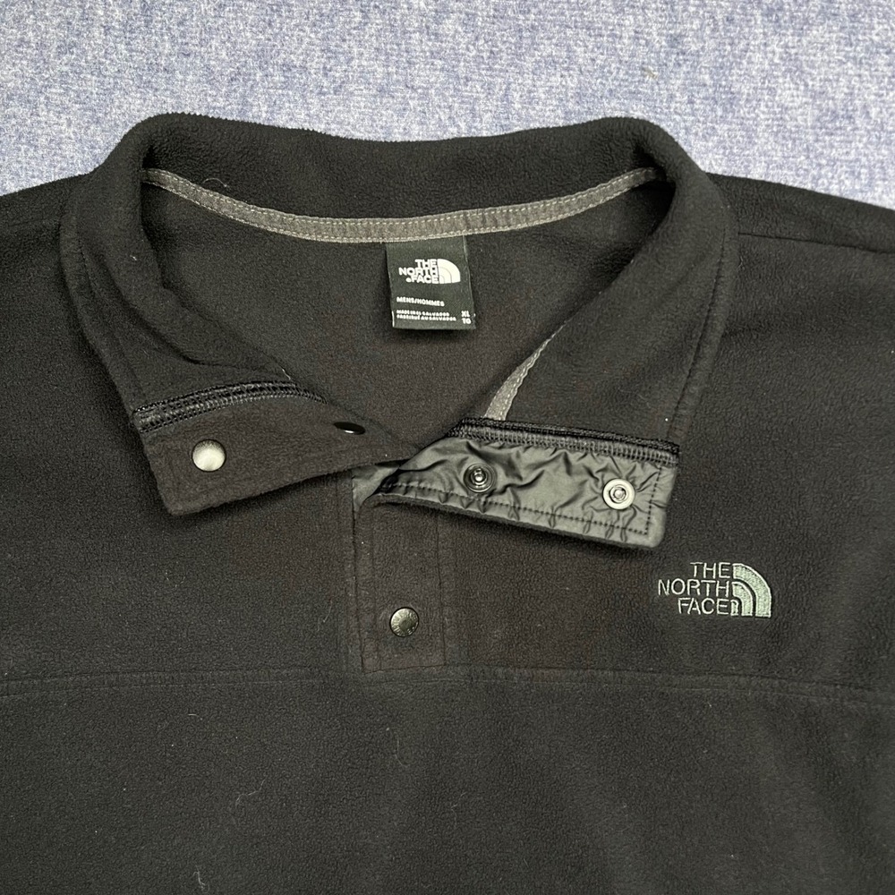 The North Face TKA 100 Fleece Pullover Mens XL Black Snap Neck Sweater